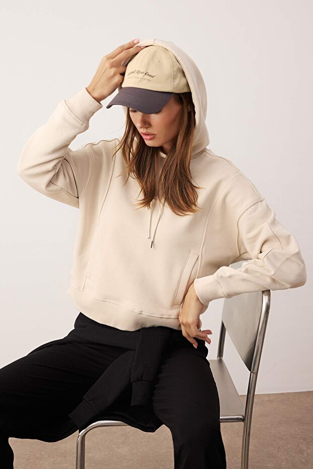 Taş Oversize/Geniş Kalıp Kalın İçi Polarlı Örme Sweatshirt TWOAW26SW00209 - 1
