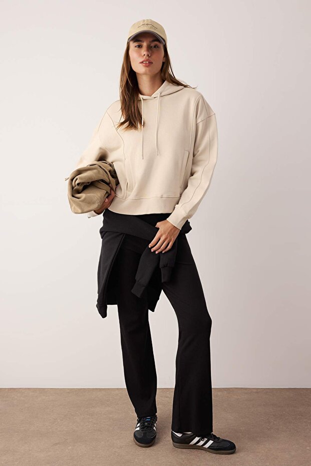 Taş Oversize/Geniş Kalıp Kalın İçi Polarlı Örme Sweatshirt TWOAW26SW00209 - 2