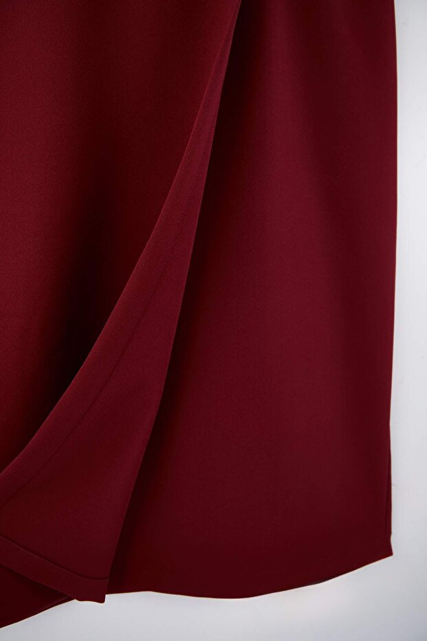 Bordó ujjatlan szőtt midi nagy méretű ruha TBBAW26AH00085 - 8