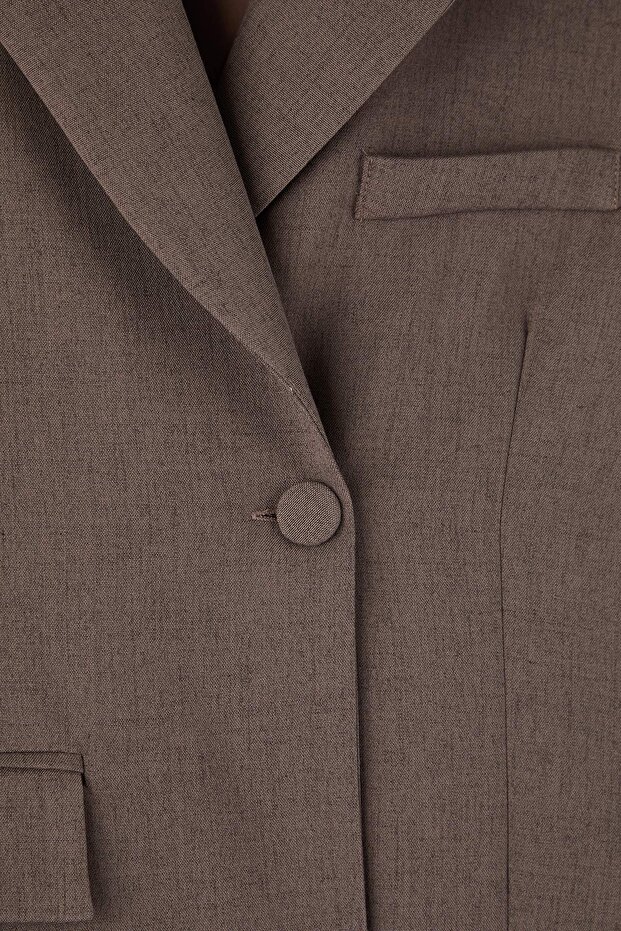Vizon Bej Vücuda Oturan/Fitted Dokuma Blazer Ceket TWOAW26BC00020 - 4