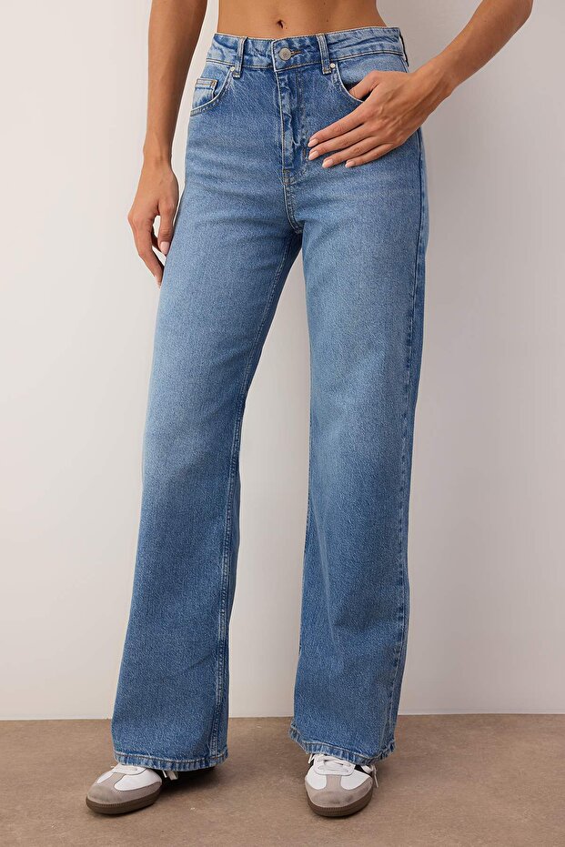 Mavi Yüksek Bel Comfort/Esnek Wide Leg/Geniş Paça Jeans TWOAW26JE00252 - 3