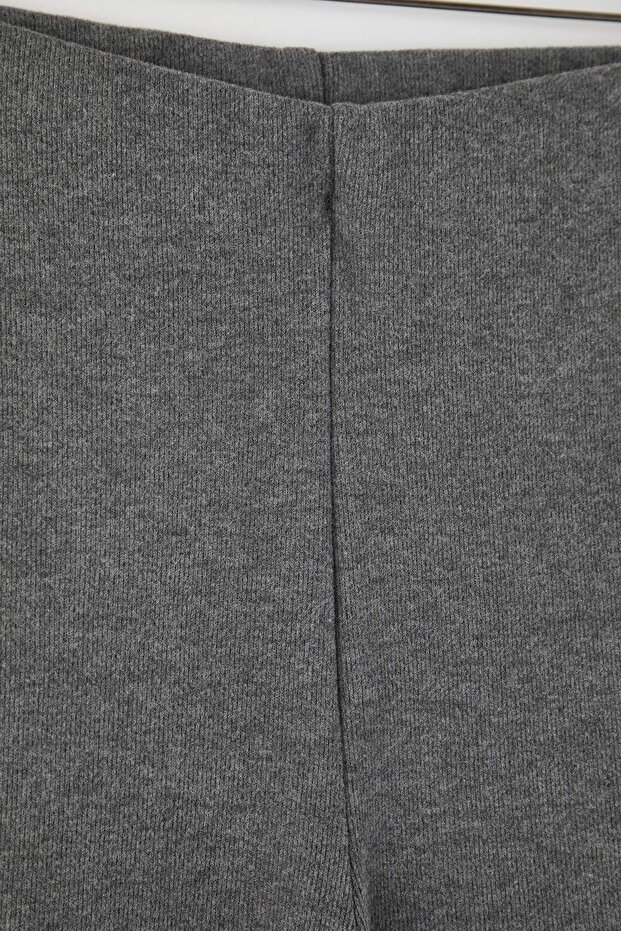 Antrasit Fake Triko Yüksek Bel Straight Fit Beli Lastikli Örme Büyük Beden Pantolon TBBAW26AR00004 - 6