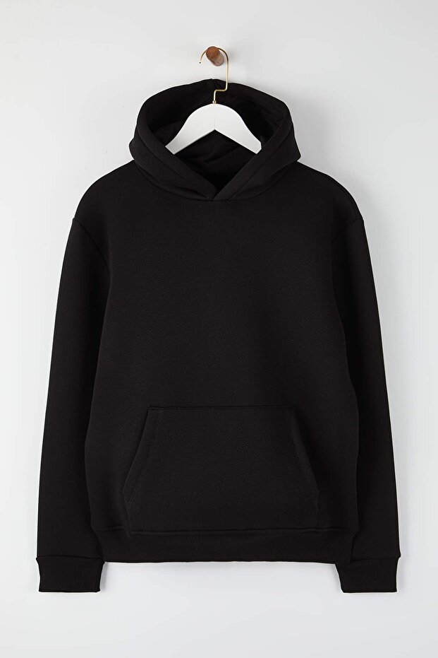 Siyah Regular / Normal Kesim Sırt Baskılı Örme Sweatshirt TMNAW20SW0163 - 6