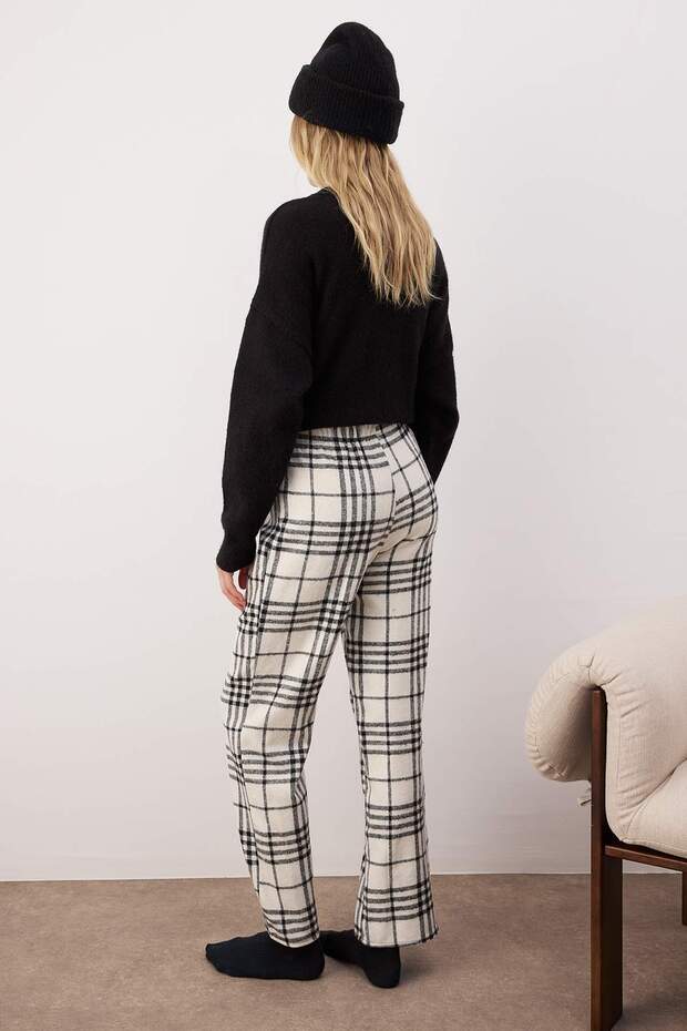 Kırmızı-Çok Renkli 2'li Pamuklu Ekoseli Flanel Dokuma Pijama Altı THMAW26PJ00007 - 7