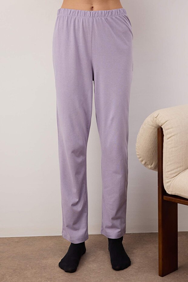 Lila Pamuklu Panda Baskılı Örme Pijama Takımı THMAW21PT0245 - 3