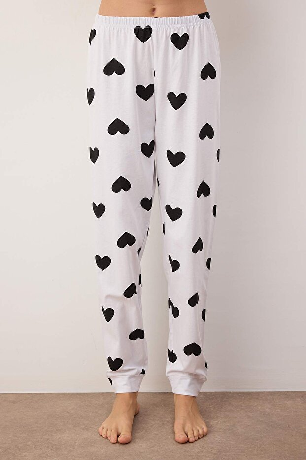 Schwarzes Strick-Pyjama-Set mit Herzmotiv – 100 % Baumwolle THMAW21PT0566 - 3
