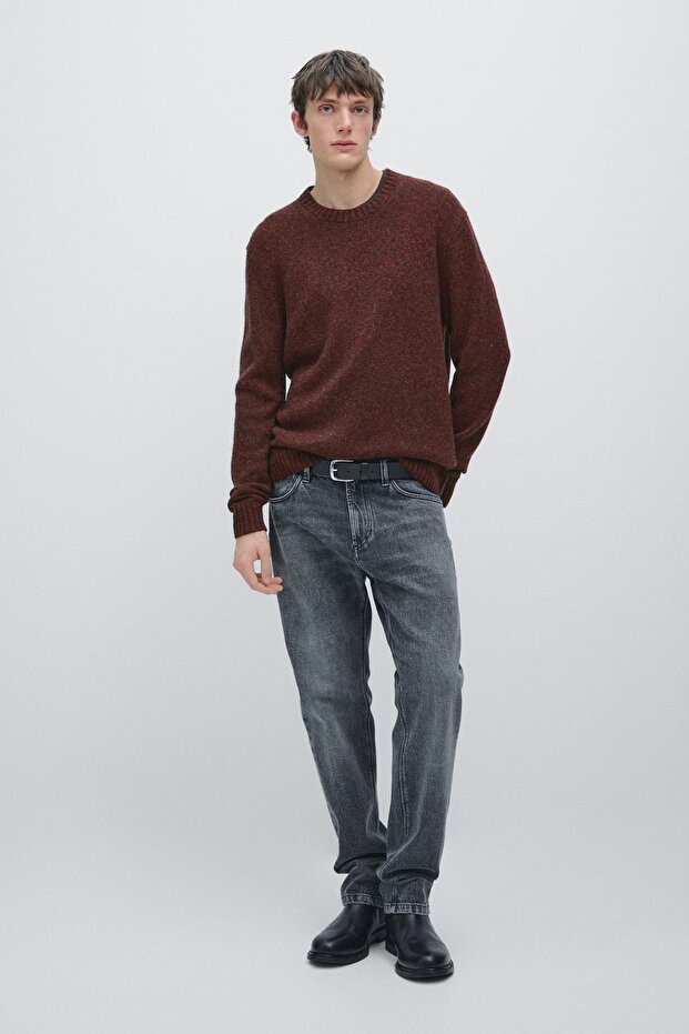 Bisiklet yaka yün karışımlı kazak - 1