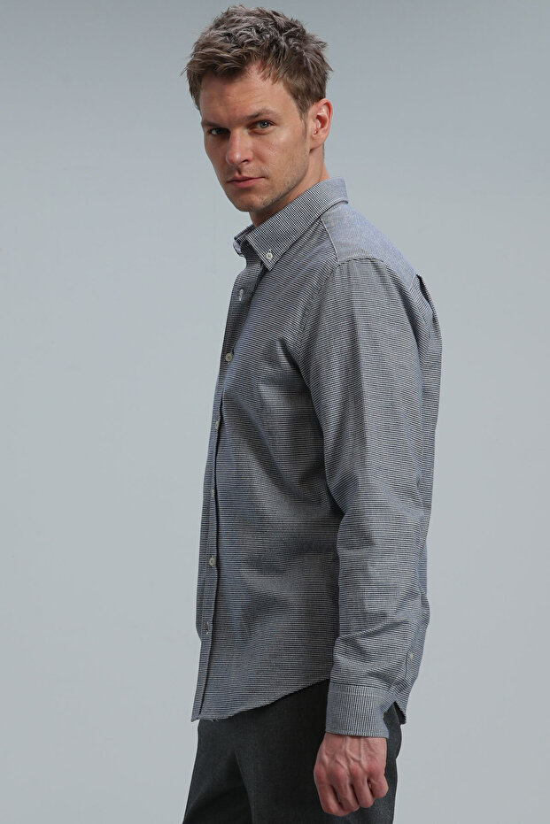 Karın Erkek Basic Gömlek Regular Fit Lacivert - 3