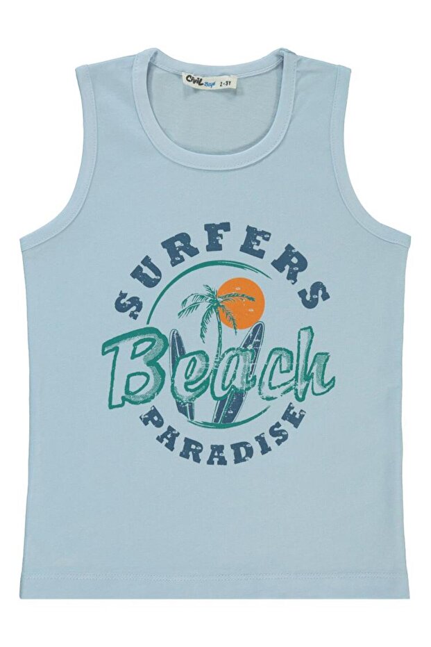 Surfer Beach Printed 2-5 Years Old T-Shirt - Blue 4-5 Years