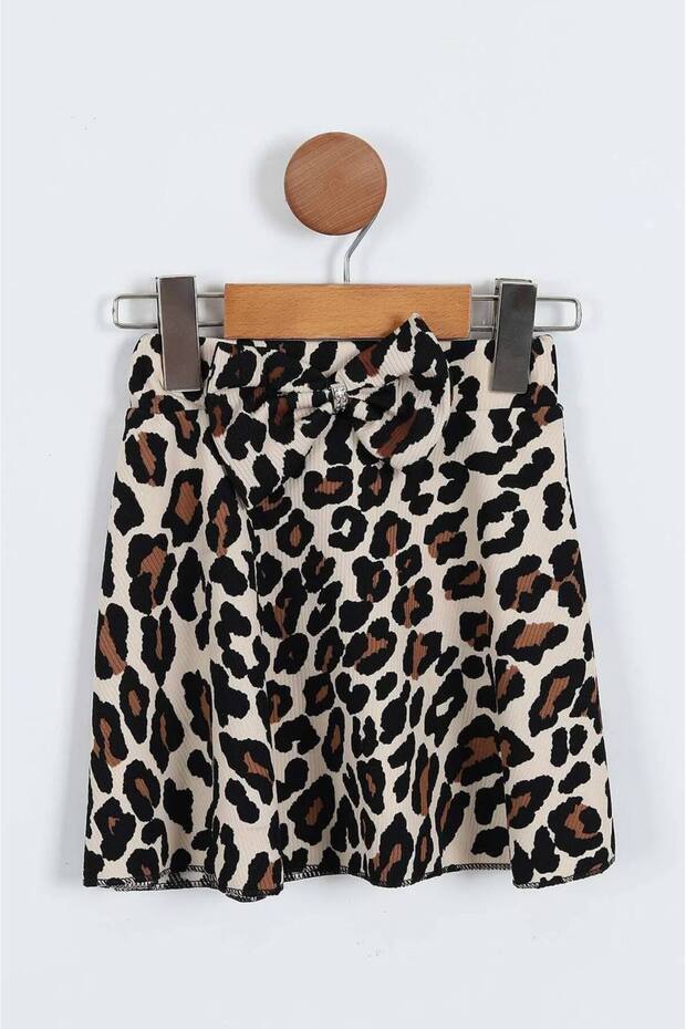 طقم تنورة بناتي بنمط الفهد - 4