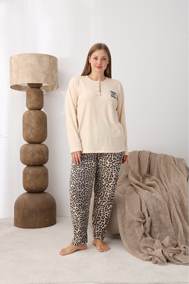 Σετ γυναικείες πιτζάμες Battal Interlock Plus Size - 3