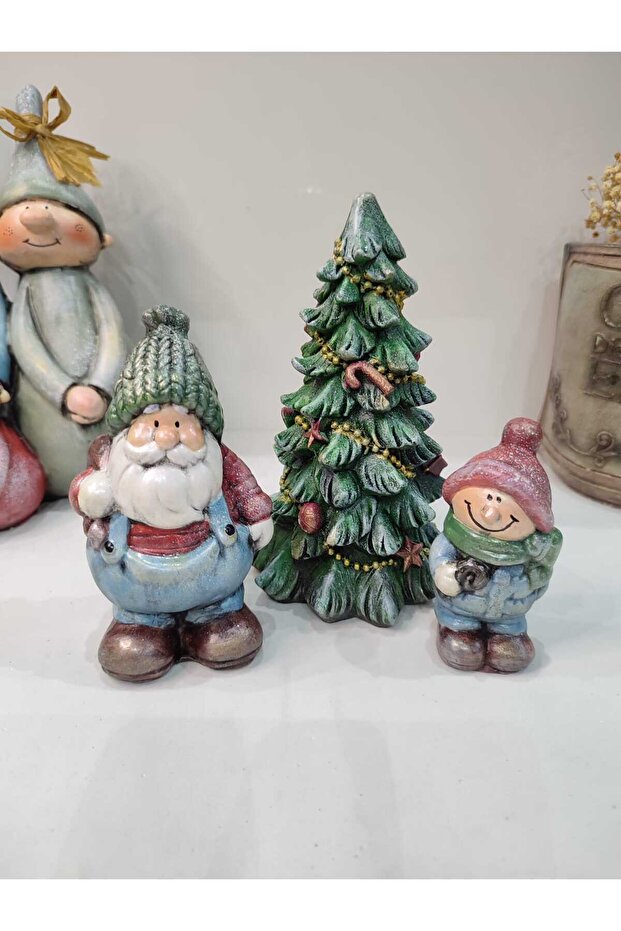 Noel ( Yılbaşı ) Biblo 3 ' Lü Set Model 1 (Kardan Adam Hediyeli ) - 7