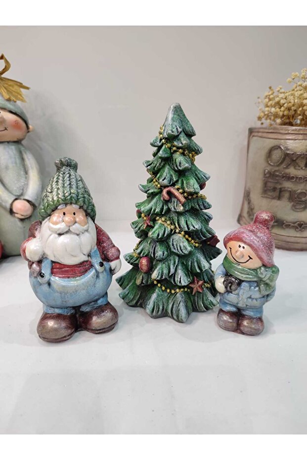 Noel ( Yılbaşı ) Biblo 3 ' Lü Set Model 1 (Kardan Adam Hediyeli ) - 5