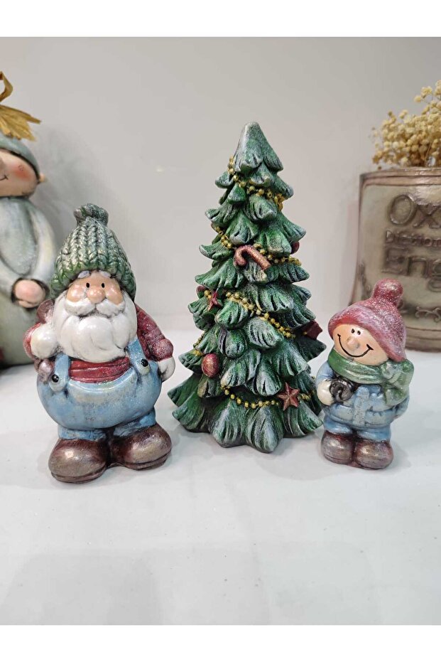 Noel ( Yılbaşı ) Biblo 3 ' Lü Set Model 1 (Kardan Adam Hediyeli ) - 6