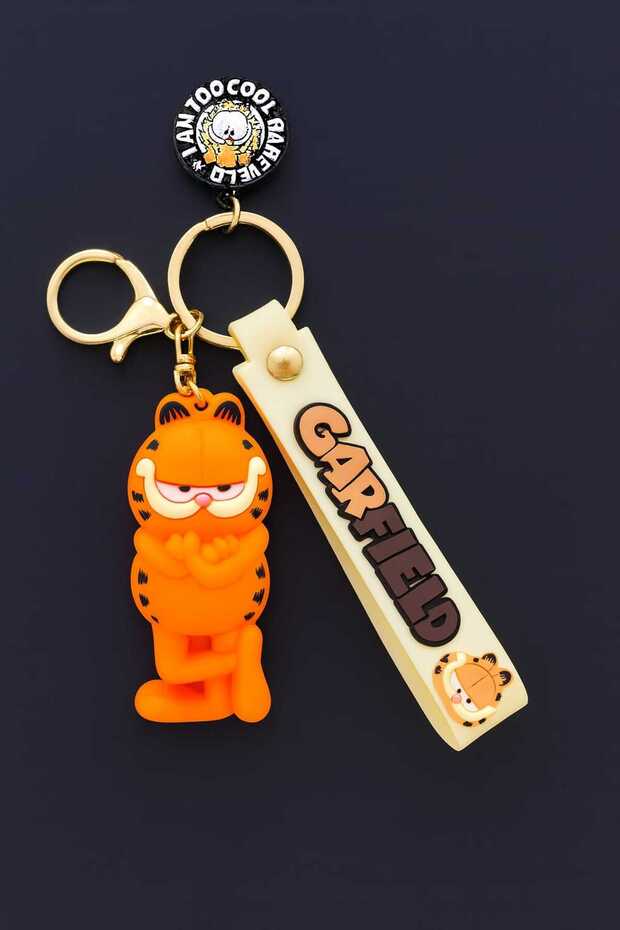 Garfield Figured Silicone Keychain – Giftable Cute Accessory, Birthday and Christmas Gift