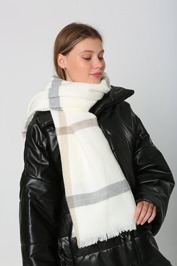 Şal de damă - cu model ecru - 7