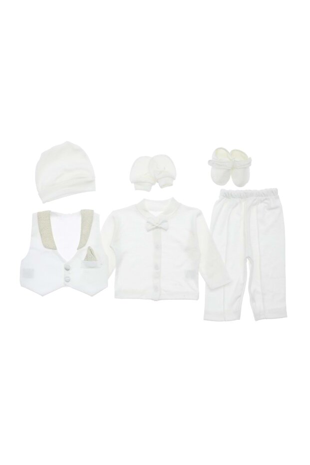 طقم ملابس مزخرف بالترتر موديل ميفلوت لون إكرو - 1