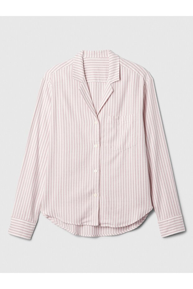 Kadın Pembe Relaxed Flannel Pijama Üstü - 2