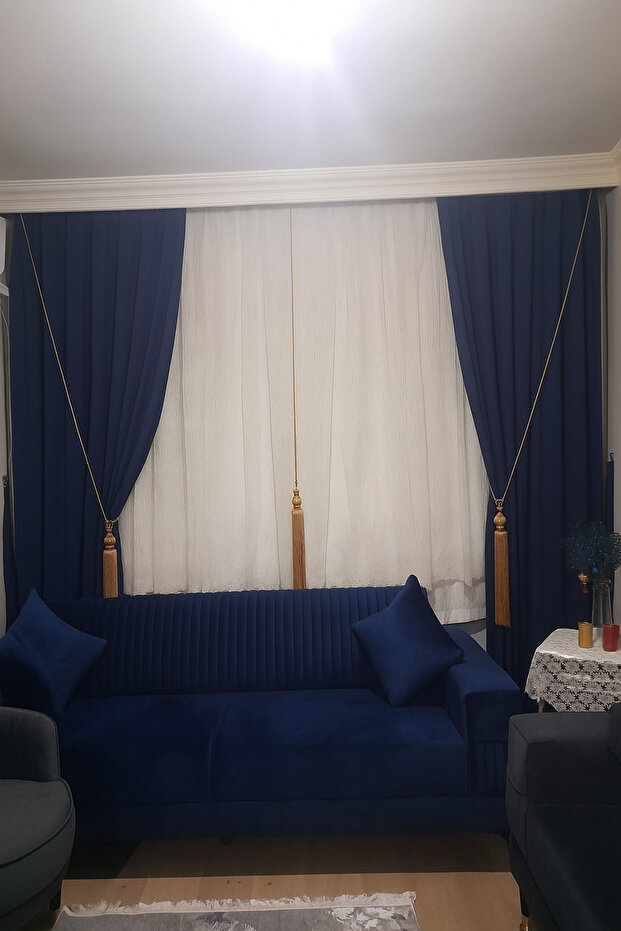 Fon Perde Tavan Bağlama Püsküllü Braçol 3'lü Set - 8