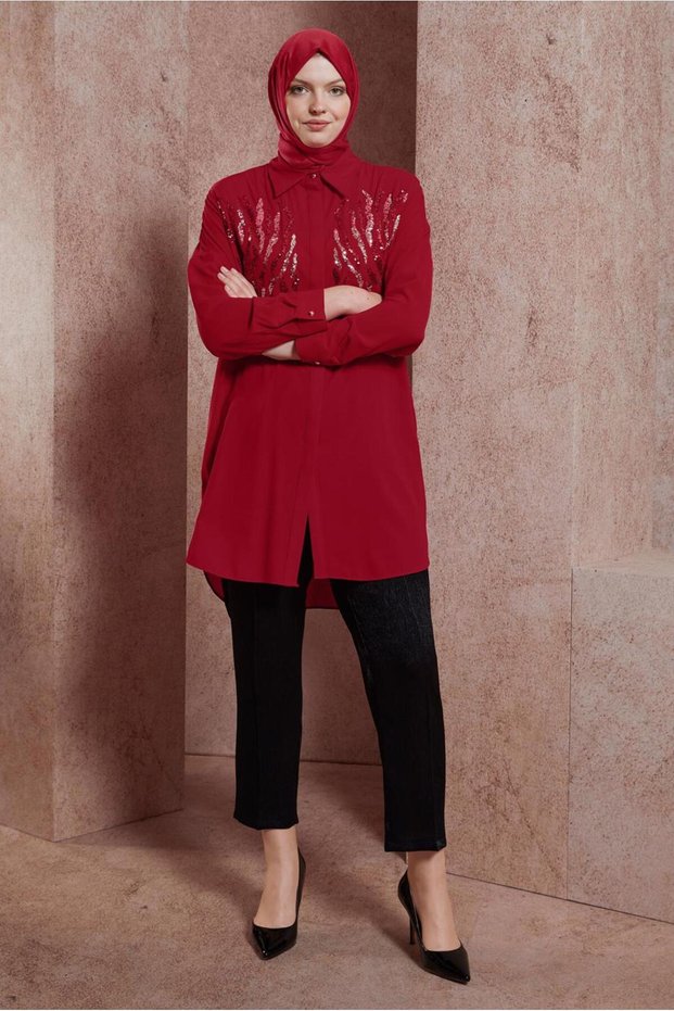 Pul Detailed Shirt Collar Tunic 44569