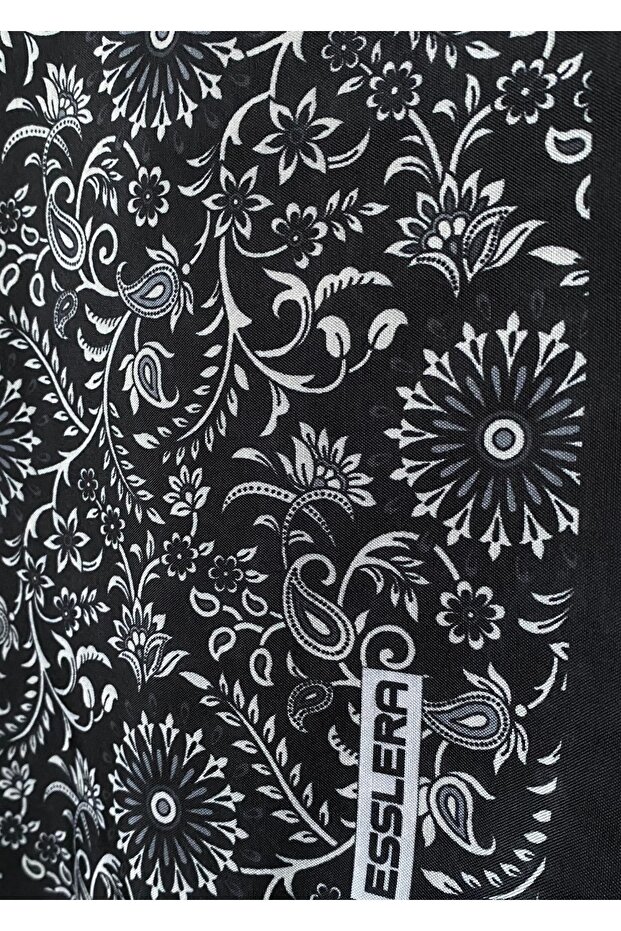 Black Patterned Soft Scarf - 8