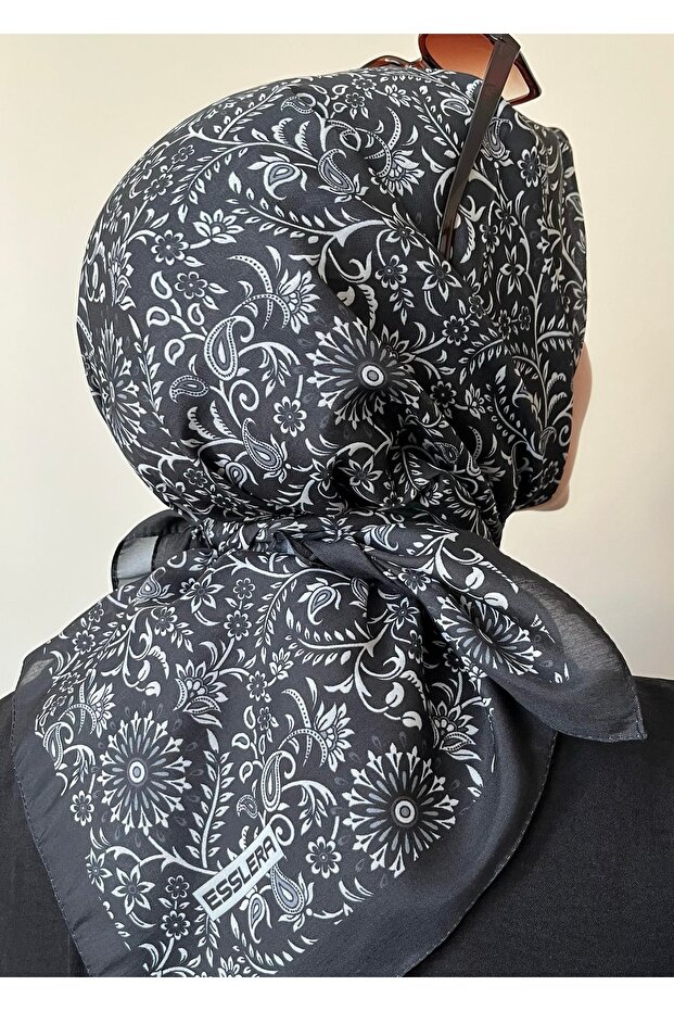 Black Patterned Soft Scarf - 2