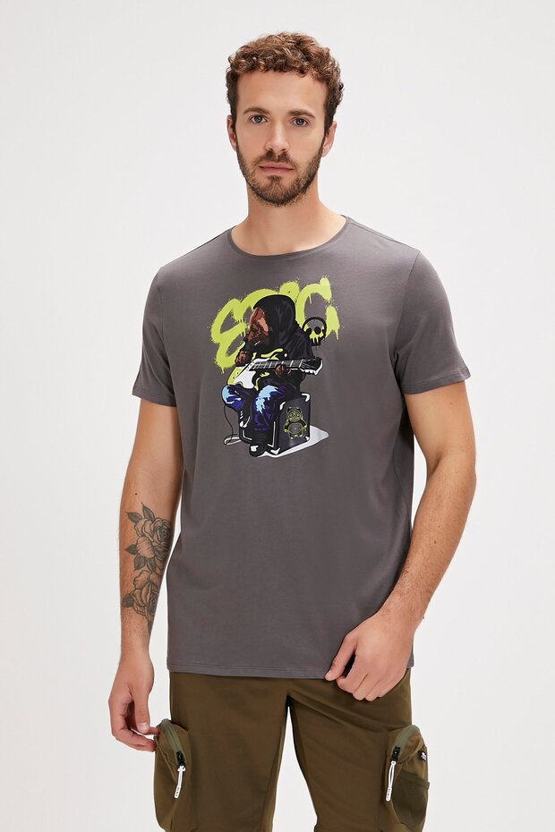 Epic Bear Asfalt Baskılı Erkek Tişört - 4