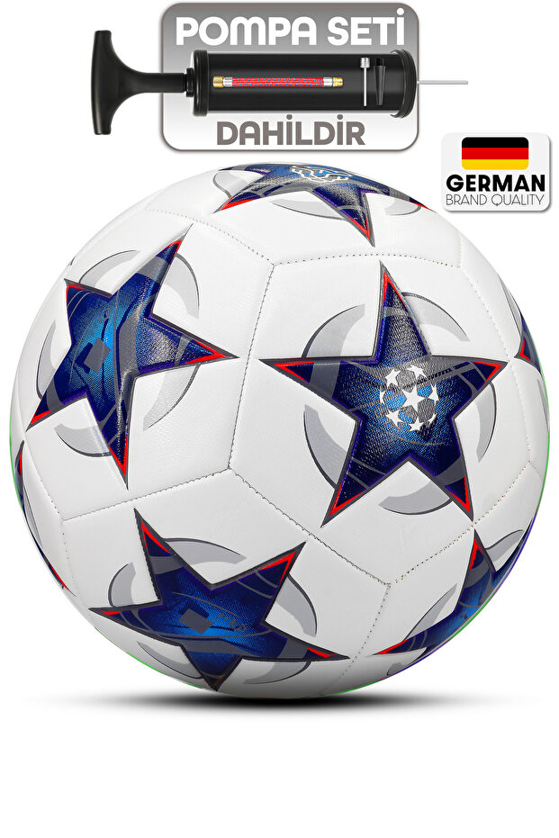 Telvesse Profesyonel Futbol Topu 2025 Şampiyonlar Ligi Pompalı Sert Zemin Halı Saha Futbol Topu No:5 Mavi