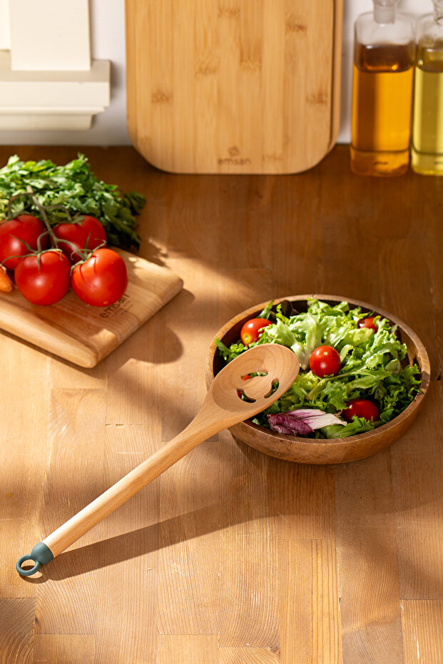 Rustik Bambu Oluklu Kaşık 28 cm - 1