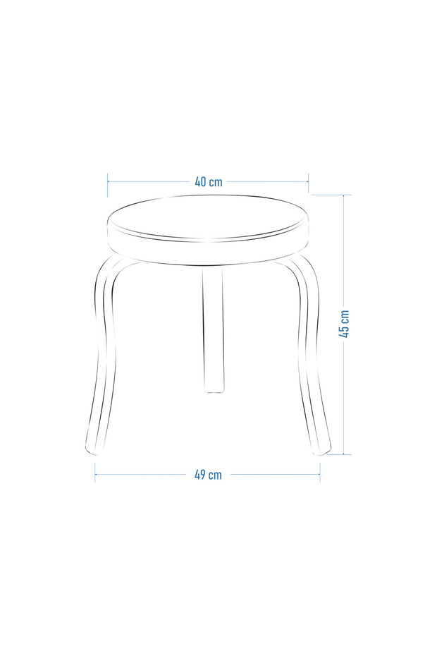 Ege Teddy Kumaş Naturel Ahşap Ayak İstiflenebilir Mutfak-Balkon Taburesi (2 Adet) - 3