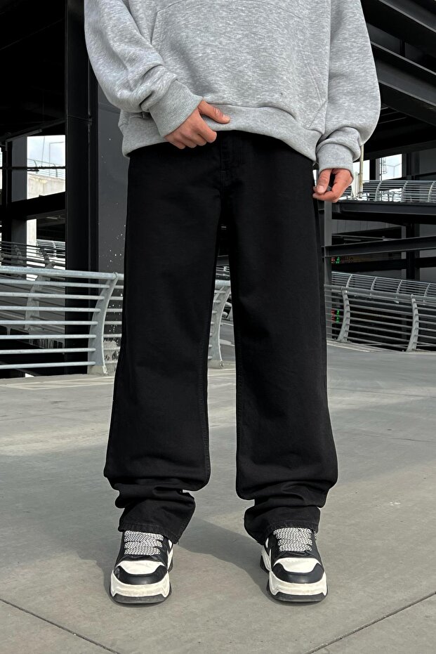 Basic Baggy Jean Siyah - 1