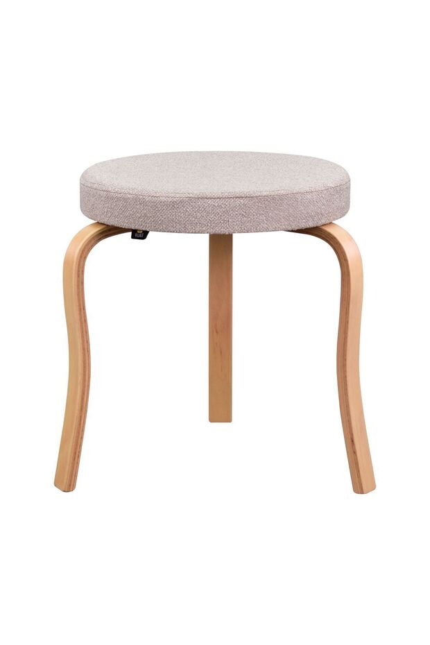 Ege Teddy Kumaş Naturel Ahşap Ayak İstiflenebilir Mutfak-Balkon Taburesi (2 Adet) - 2