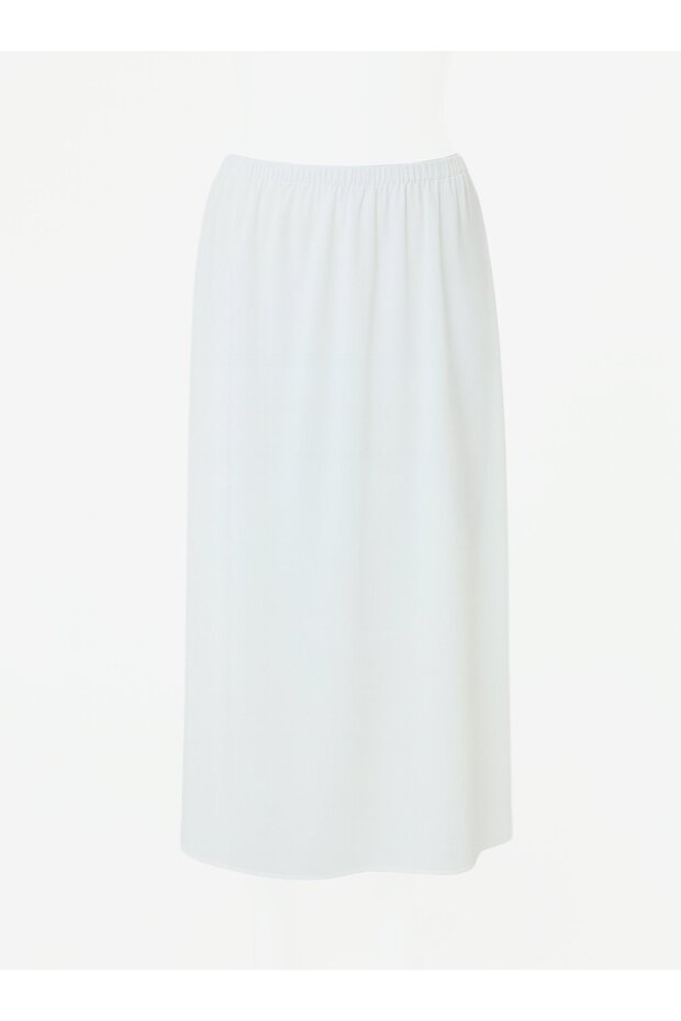 Basic Beli Lastikli İçlik Etek - Beyaz - - 3