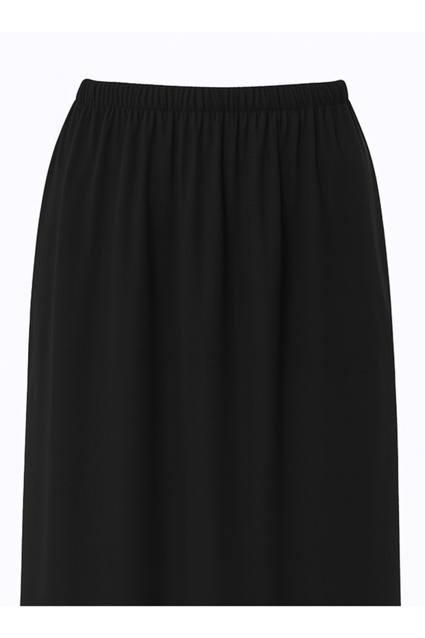 Basic Beli Lastikli İçlik Etek - Siyah - - 4