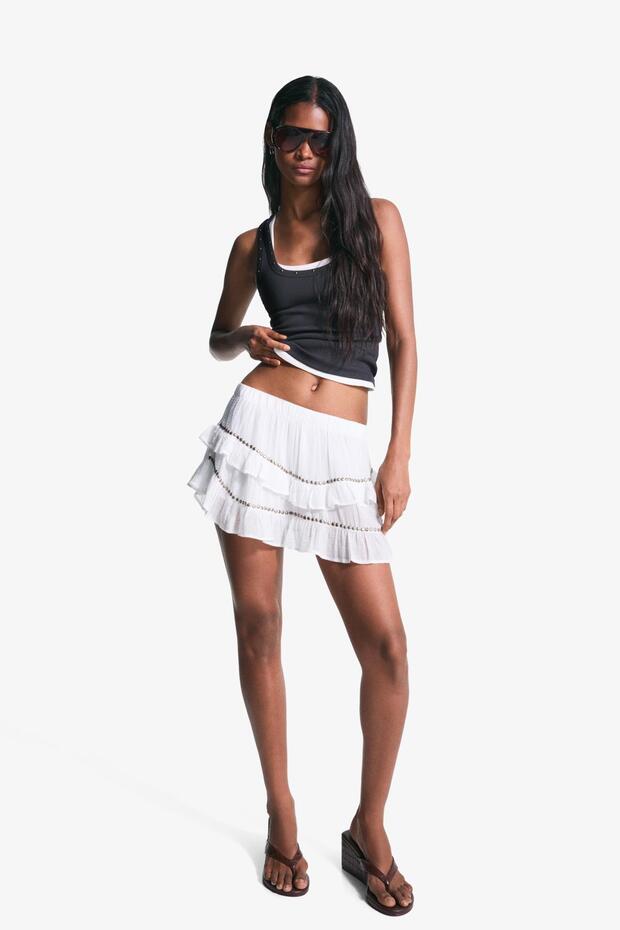 Fırfırlı mini etek - 4