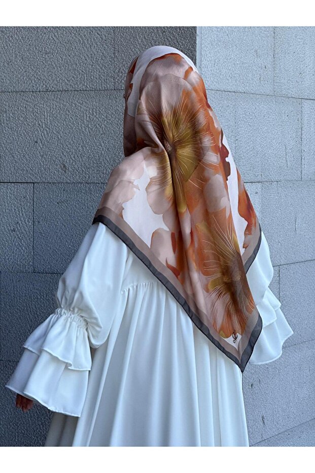 Cotton Flora Pattern Scarf-Mink - 3