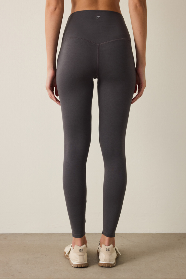 Antrasit Pamuk Modal Karışımlı Yüksek Bel Tayt - 3