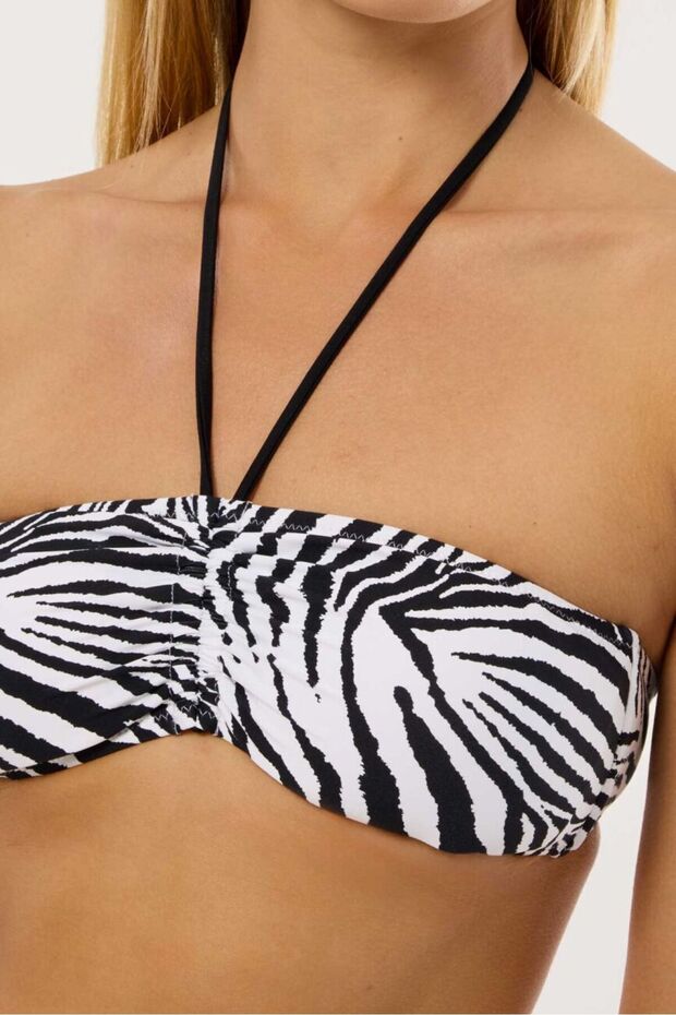 20522 Zebra Patterned Strapless Bikini Set - 3