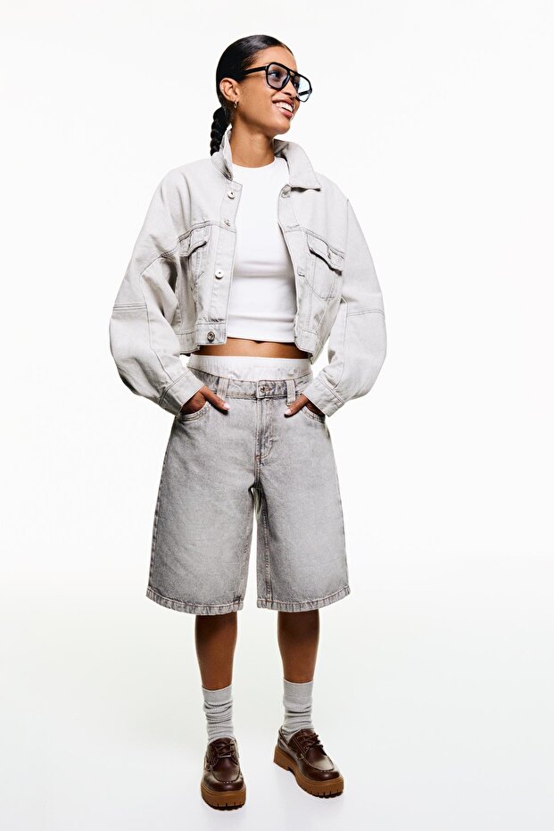 Baggy denim şort - 1