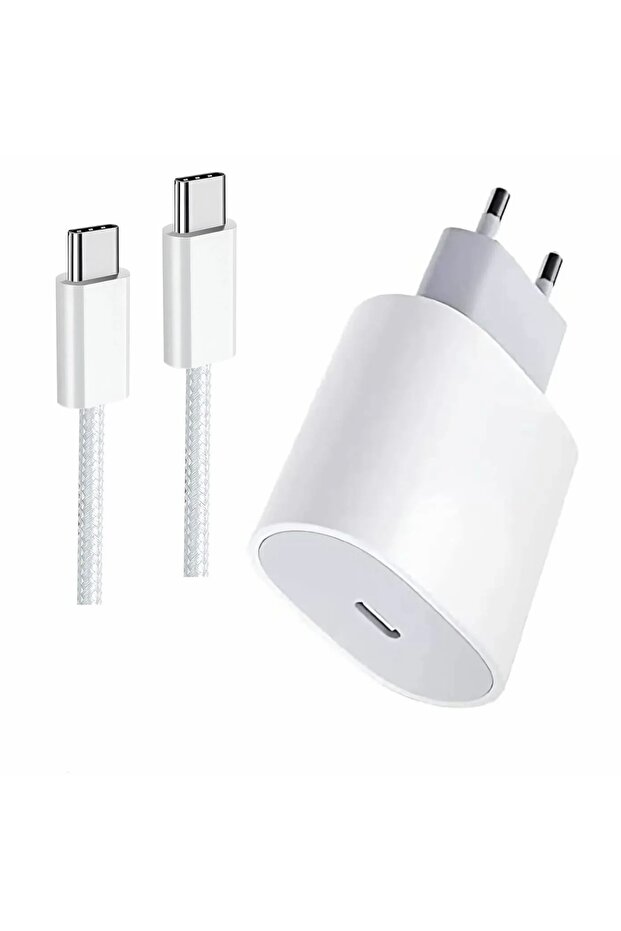 /iPhone 35W Süper Hızlı Şarj Seti (15/16/17Type-C Çift Giriş Adaptör + Type-C to Lightning Kablo - 8