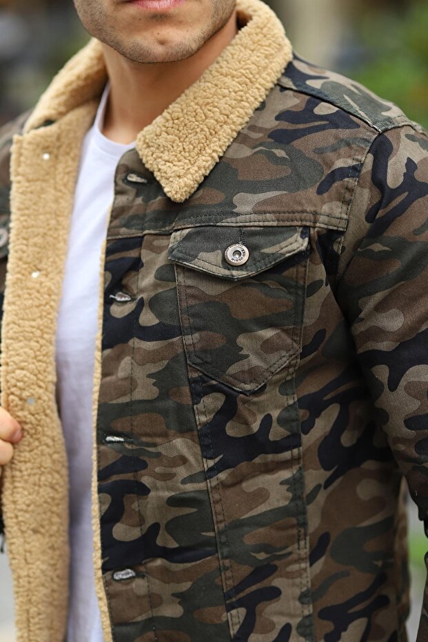 Men's Fur Lined Denim Jacket - 5