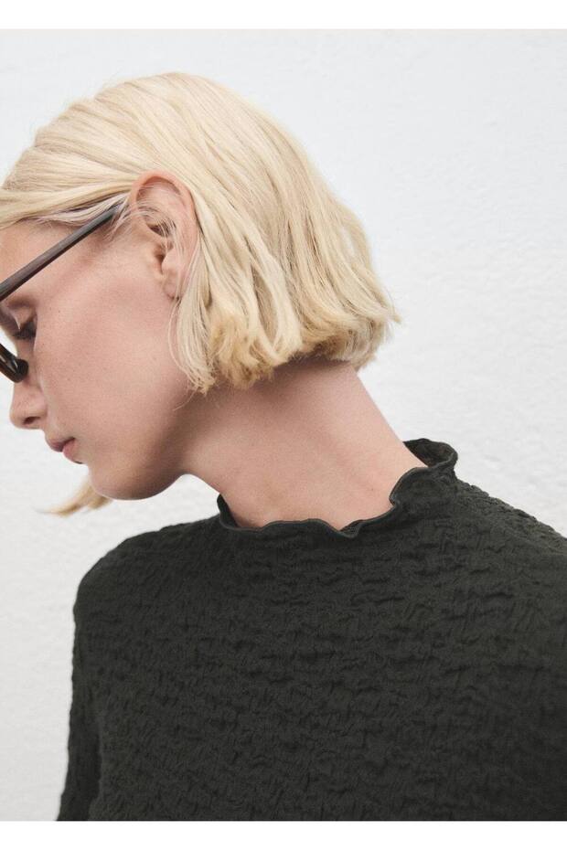 Dokuma krep bluz - 7