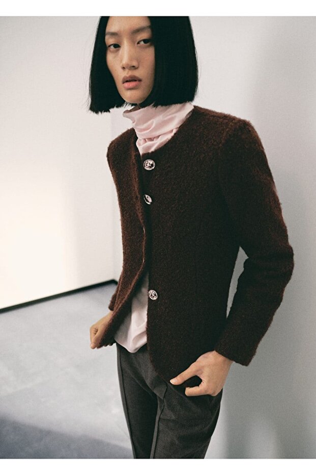 Strass taşlı buklet ceket - 1