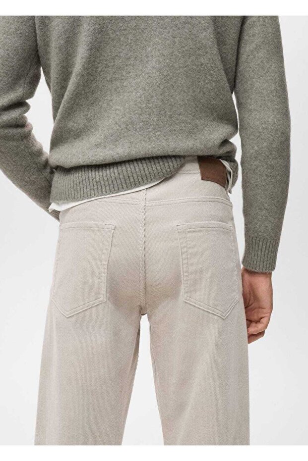 Regular kesim fitilli kadife pantolon - 8