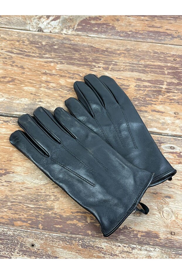 Gerçek Deri Eldiven, Siyah Deri Eldiven, Deri Eldiven, Eldiven, Desenli Deri Eldiven - 3