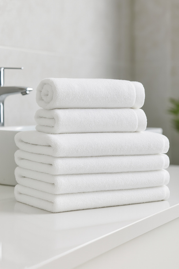 White Bath Towel 10 Pieces, Hotel Towel 100% Cotton 1St Quality 420 Grams 70X140 cm