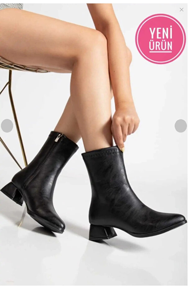 Kadın Siyah Sivri Burun Bot Günlük Bot Boots - 3