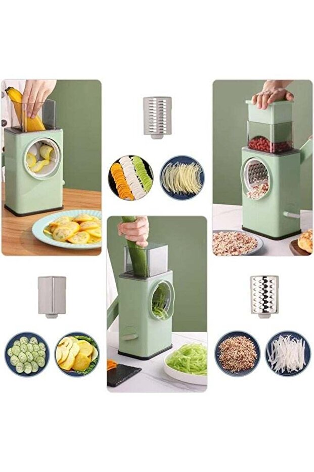 Manual Vegetable Slicer with 6 Interchangeable Multi-function Stainless Steel Blades - 6