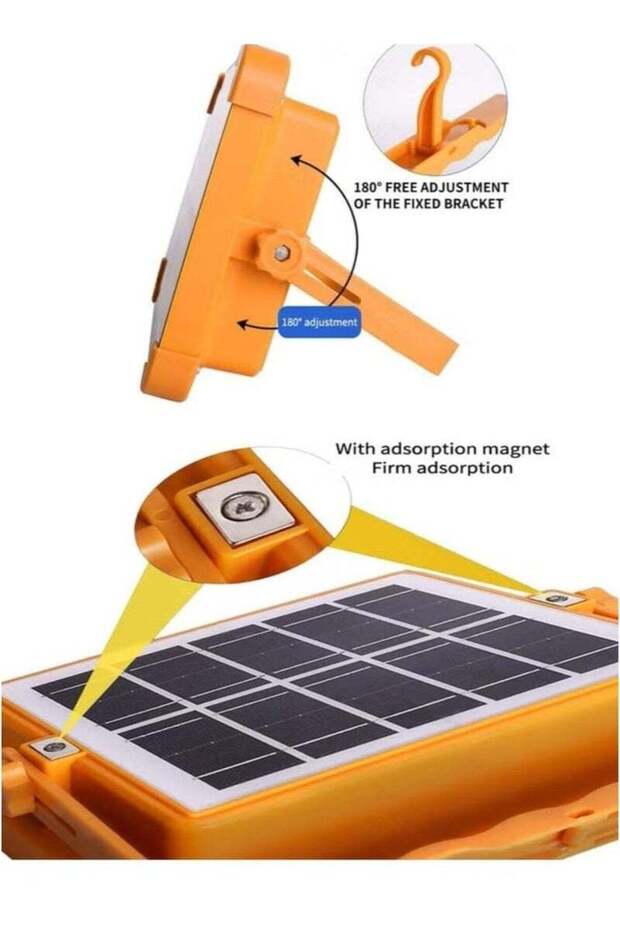 Portable Rechargeable LED Solar Work Light, IP66, 4 Modes, 6000K - 2