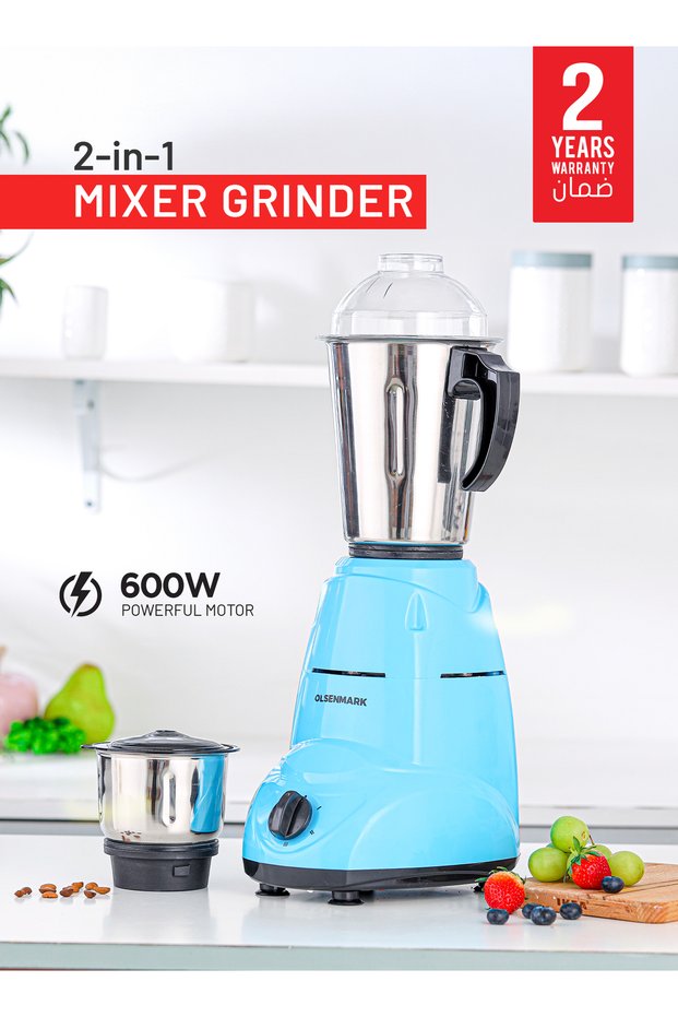 2 In 1 Indian Mixer Grinder Juicer Omsb2218 , Power 600w , 1.5l Stainless Steel Jars And Blades